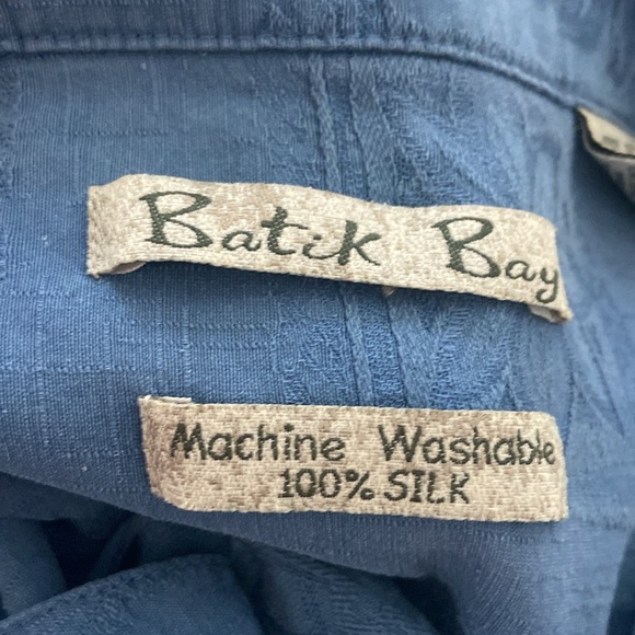 Batik Bay Men’s 100% Washable Silk Button Front Shirt Sz XXL Blue - Picture 3 of 4